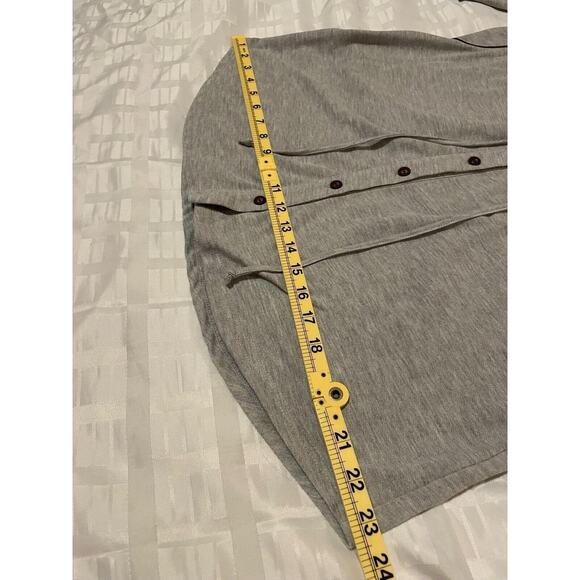 YA Los Angeles Large Long Sleeve Button Up Midi Shirt Dress Top Elbow Patches - Picture 8 of 12